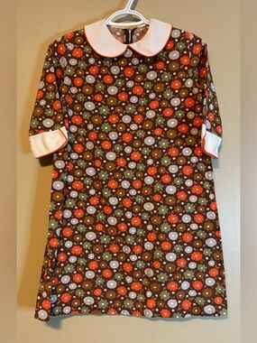 Vintage Handmade Peter Pan Collar Retro Floral Mini Dress